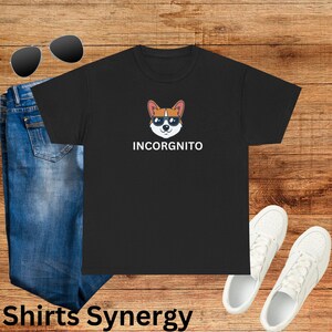 Corgi Incognito Dog Tee, Unisex Heavy Cotton Shirt, Funny Pet Lover Gift, Stylish Casual Wear, Summer Graphic T-Shirt, Great for Birthdays
