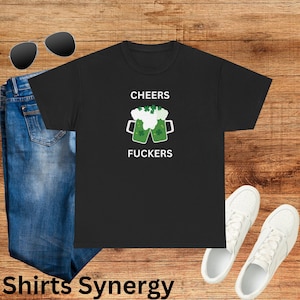 Cheers Fuckers Unisex Heavy Cotton Tee, Funny Beer T-Shirt, Graphic Tee for Party Lovers, Gift for Beer Enthusiasts, Casual Wear