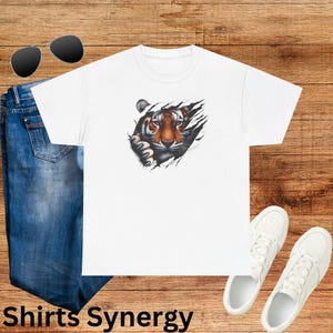 Fierce Tiger Graphic Tee - Unisex Heavy Cotton Shirt for Animal Lovers, Casual Wear, Gifts, Street Style, Unique Apparel