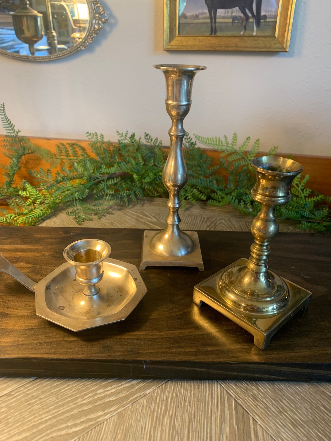 Eclectic Set of 3 Vintage Brass Candlestick Holders - Etsy