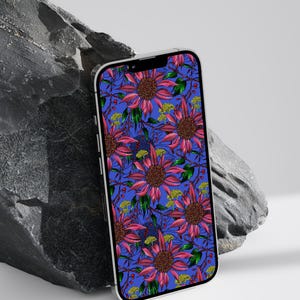 Digital Hand Painted Floral Phone Wallpaper I Home Lock Screen Background iPhone, Android