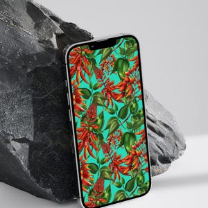 Digital Hand Painted Floral Phone Wallpaper I Home Lock Screen Background iPhone, Android