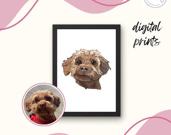 Custom Pet Portrait Digital Print | Personalized Dog Illustration from Photo | Made to Order Pet Art Gift | Pet Memorial | Printable Artwork