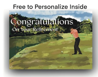 Golf Retirement Card -  Congratulations for a Boss, Coworker, Friend - FREE to Personalize Inside