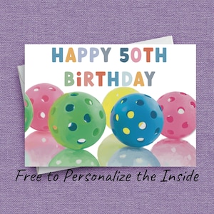 Carte de 50e anniversaire de pickleball - parfaite pour une femme, un mari, une maman, un papa, une grand-mère, un grand-père, tout joueur de pickleball