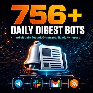 756+ Daily Digest Bots för n8n | Nyheter, teknik, krypto (JSON-nedladdning)