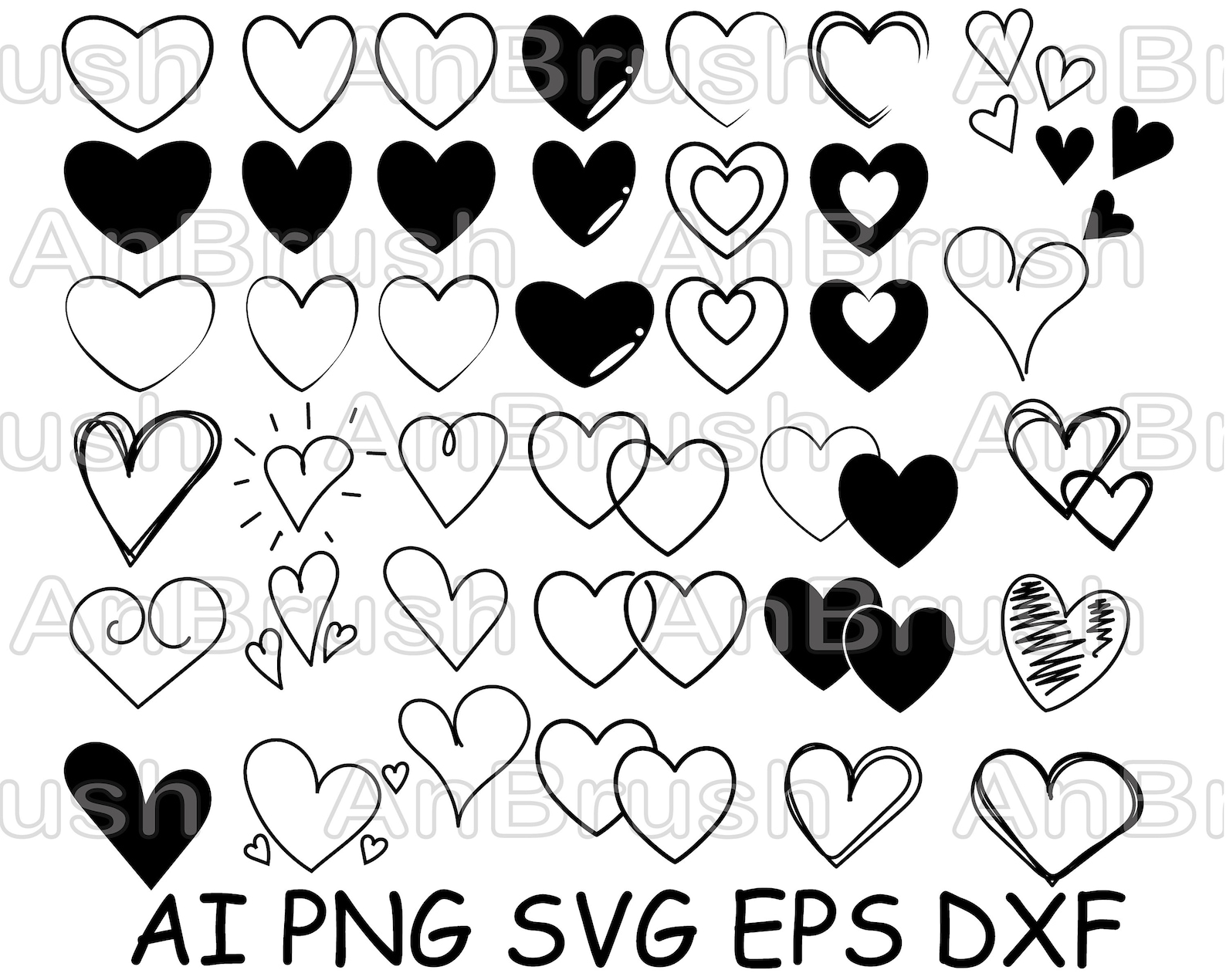 Heart Svg Bundle, Heart Svg, Hand Drawn Heart Svg, Heart Png, Doodle ...