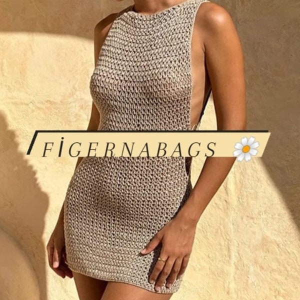 hand gestricktes Kleid, handgemachtes Strickkleid, Strandkleid, Sommer Strick Strandkleid, Sommer Strandkleid, Handmade, Badeanzug Top Kleid