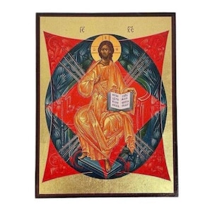 Icon of Jesus Christ - Greek Orthodox handmade wooden icon, Byzantine icon, Orthodox wall art, Christian gift, Iconography