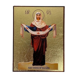 Icon “Belt of the Virgin Mary” - Greek Orthodox handmade wooden icon, Byzantine icon, Orthodox wall art, Christian gift, Iconography