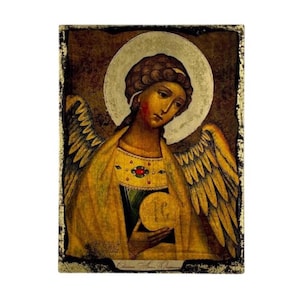 Guardian Angel Icon - Greek Orthodox handmade wooden icon, Byzantine icon, Orthodox wall art, Christian gift, Iconography