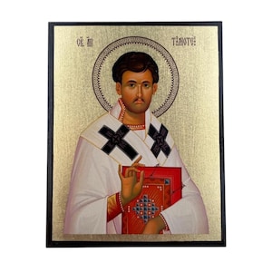 Icon of Apostle Timothy of Ephesus - Greek Orthodox handmade wooden icon, Byzantine icon, Orthodox wall art, Christian gift, Iconography