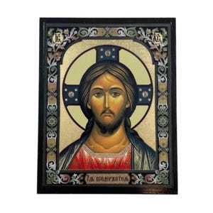 Icon of Jesus Christ - Greek Orthodox handmade wooden icon, Byzantine icon, Orthodox wall art, Christian gift, Iconography