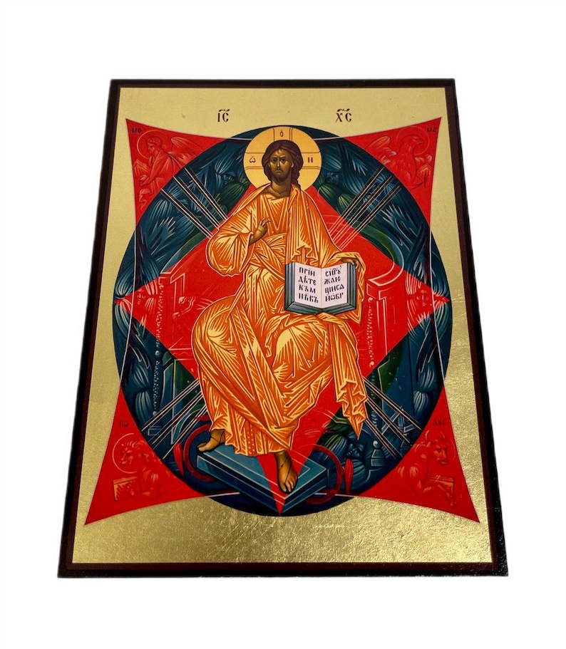 Jesus Christ Greek Orthodox Gold Leaf Wooden Icon Byzantine Wall Art ...