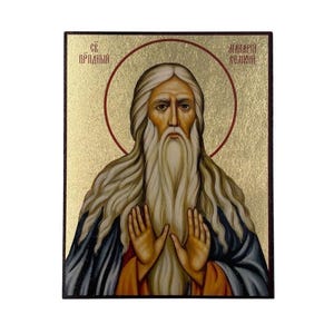 Icon of Saint Macarius - Greek Orthodox handmade wooden icon, Byzantine icon, Orthodox wall art, Christian gift, Iconography
