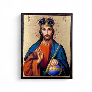 Jesus Christ Pantocrator Icon - Greek Orthodox handmade wooden icon, Byzantine icon, Orthodox wall art, Christian gift, Iconography