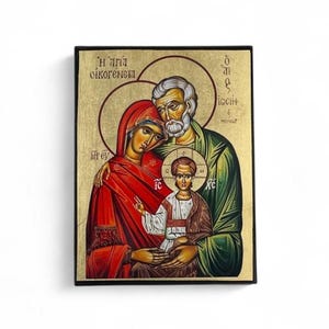 Icon of the Holy Family - Greek Orthodox handmade wooden icon, Byzantine icon, Orthodox wall art, Christian gift, Iconography
