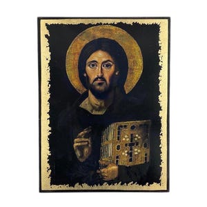 Icon of Jesus Christ Almighty - Greek Orthodox handmade wooden icon, Byzantine icon, Orthodox wall art, Christian gift, Iconography