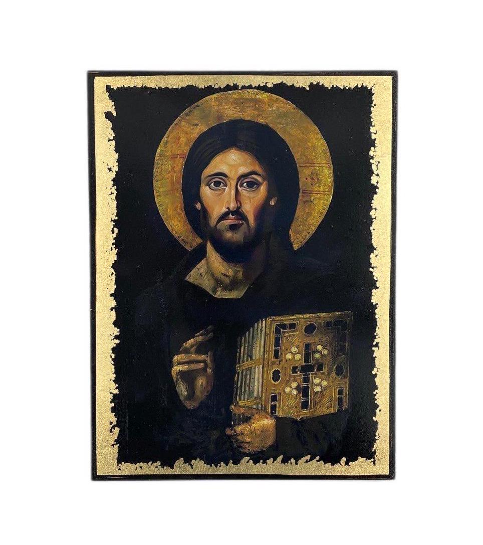 Icon of Jesus Christ Almighty - Greek Orthodox handmade wooden icon, Byzantine icon, Orthodox wall art, Christian gift, Iconography