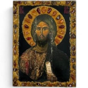 Jesus Christus Pantokrator Ikone - griechisch kieferorthopädische handgemachte hölzerne Ikone, byzantinische Ikone, kybernetische Wandkunst, christliches Geschenk, Ikonographie