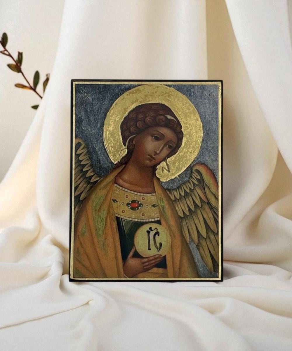 Guardian Angel Greek Orthodox Wooden Icon Byzantine Wall Art Christian ...