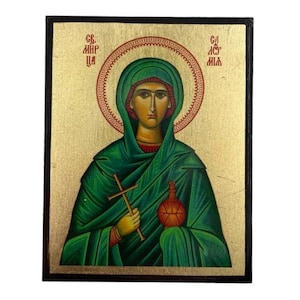 Icon of Saint Salome the Myrrhbearer - Greek Orthodox handmade wooden icon, Byzantine icon, Orthodox wall art, Christian gift
