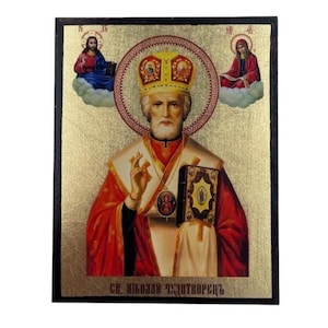 Icon of Saint Nicholas the Wonderworker- Greek Orthodox handmade wooden icon, Byzantine icon, Orthodox wall art, Christian gift, Iconography
