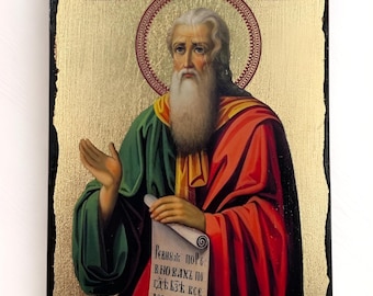 Ícone ortodoxo de São Elias, folha de ouro, presente para o padroeiro, dia onomástico.