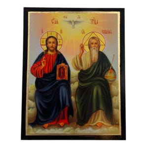 Icon of the Holy Trinity - Greek Orthodox handmade wooden icon, Byzantine icon, Orthodox wall art, Christian gift