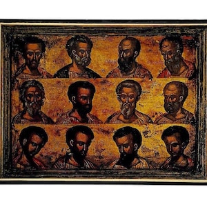Icon of the Twelve Apostles - Greek Orthodox handmade wooden icon, Byzantine icon, Orthodox wall art, Christian gift, Iconography
