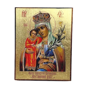 Icon of the Virgin Mary - Greek Orthodox handmade wooden icon, Byzantine icon, Orthodox wall art, Christian gift, Iconography