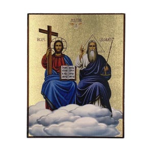 Icon of the Holy Trinity - Greek Orthodox handmade wooden icon, Byzantine icon, Orthodox wall art, Christian gift