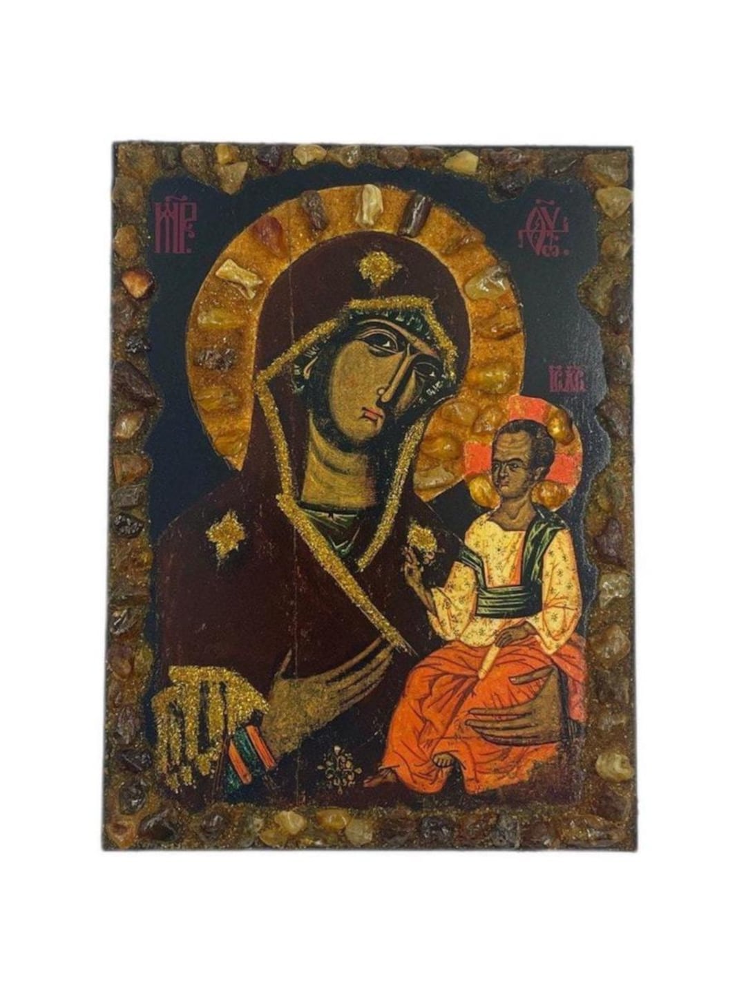 Virgin Mary Greek Orthodox Icon – Theotokos Handmade Byzantine Wooden ...