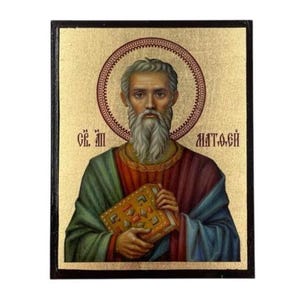 Icon of Saint Matthew the Apostle - Greek Orthodox handmade wooden icon, Byzantine icon, Orthodox wall art, Christian gift, Iconography