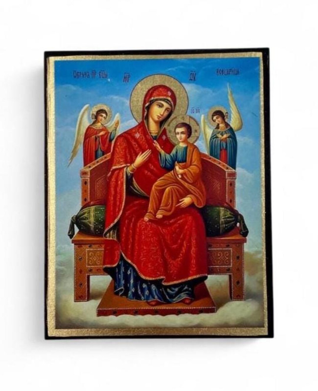 Virgin Mary Greek Orthodox Icon – Theotokos Handmade Byzantine Wooden ...