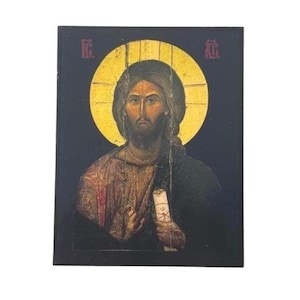 Icon of Jesus Christ - Greek Orthodox handmade wooden icon, Byzantine icon, Orthodox wall art, Christian gift, Iconography