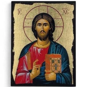 Jesus Christus Pantokrator Griechisch Griechisch Griechisch Ortigen Blattgold Hölzerne Ikone Byzantinische Wand Kunst Christian Geschenk