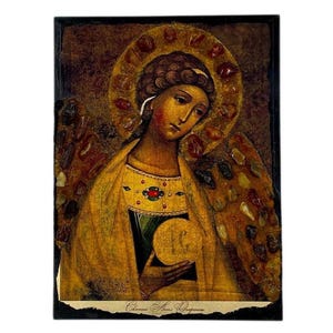 Icon of the Guardian Angel - Greek Orthodox handmade wooden icon, Byzantine icon, Orthodox wall art, Christian gift, Iconography