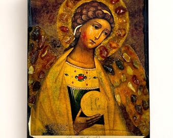 Icono ortodoxo del Ángel de la Guarda, hecho a mano, protección, regalo de bautismo