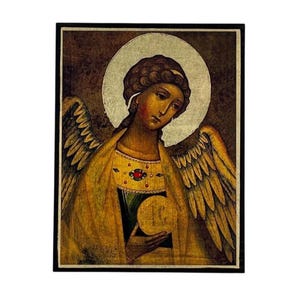 Guardian Angel Icon - Greek Orthodox handmade wooden icon, Byzantine icon, Orthodox wall art, Christian gift, Iconography