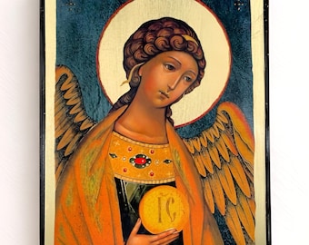 Icono ortodoxo del Ángel de la Guarda, hecho a mano, protección, regalo de bautismo