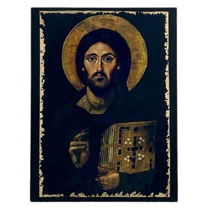 Icon of Jesus Christ Almighty - Greek Orthodox handmade wooden icon, Byzantine icon, Orthodox wall art, Christian gift, Iconography