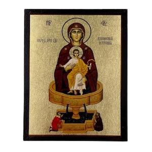Icon of the Virgin Mary - Greek Orthodox handmade wooden icon, Byzantine icon, Orthodox wall art, Christian gift
