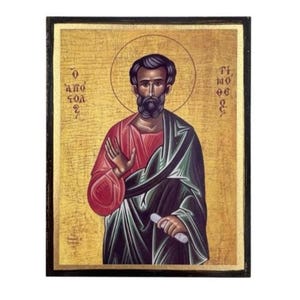 Icon of Saint Timothy the Apostle - Greek Orthodox handmade wooden icon, Byzantine icon, Orthodox wall art, Christian gift, Iconography