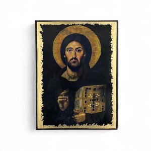 Icon of Jesus Christ Almighty - Greek Orthodox handmade wooden icon, Byzantine icon, Orthodox wall art, Christian gift, Iconography
