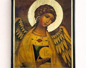 Icono ortodoxo del Ángel de la Guarda, hecho a mano, protección, regalo de bautismo