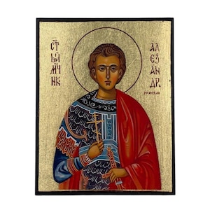 Icon of Saint Alexander of Rome - Greek Orthodox handmade wooden icon, Byzantine icon, Orthodox wall art, Christian gift, Iconography