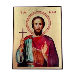 Icon of Saint Martyr Maximus of Adrianople - Greek Orthodox handmade wooden icon, Byzantine icon, Orthodox wall art, Christian gift
