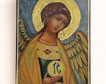 Icono ortodoxo del Ángel de la Guarda, hecho a mano, protección, regalo de bautismo