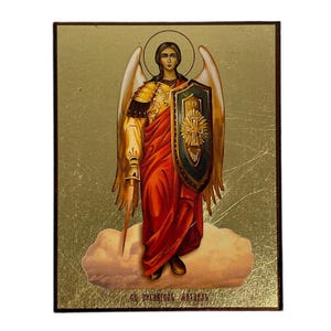 Icon of Archangel Michael - Greek Orthodox handmade wooden icon, Byzantine icon, Orthodox wall art, Christian gift, Iconography